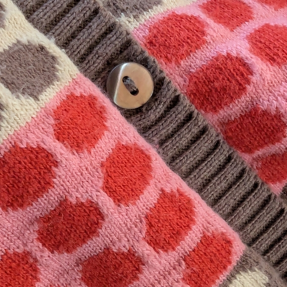 Talbots Mod Retro Print Cardigan Sweater | Cashmere Blend Vintage 90s Knit XL‎ - Picture 7 of 7